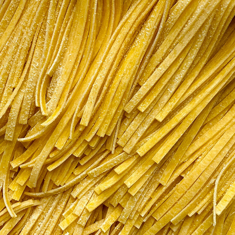 Fresh handmade tagliatelle pasta made daily in Bianca's kitchen